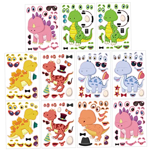 FOYTOKI 12 Blatt Dinosaurier Puzzle Aufkleber Puzzle Aufkleber Kinder Aufkleber DIY Gesicht Dinosaurier Aufkleber Cartoon Dinosaurier Aufkleber Wiederverwendbare Dinosaurier von FOYTOKI