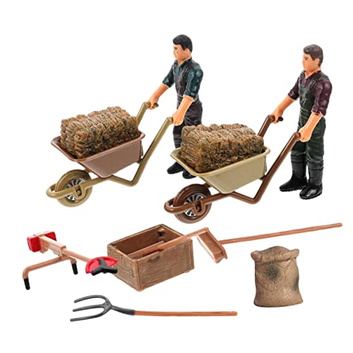 FOYTOKI 12 Teiliges Miniatur Bauernhof Zubehör Set Mit Figuren Mini Rasenmäher Und Werkzeugen Ideale Deko Für Modelle Und Spielzeuglandschaften Miniaturfarmer Und Landwirtschaftliche von FOYTOKI