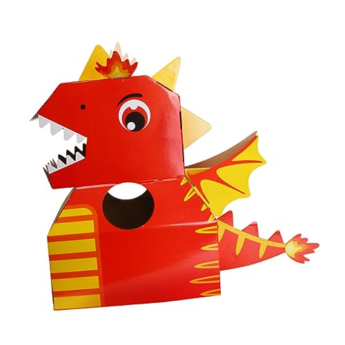 FOYTOKI 1stk Dinosaurier-Kopf DIY Tragbare Dinosaurierkleidung Kleinkind Kleider Geschenkspielzeug Für Kinder Tragbarer Tierkarton Tragbarer Rollenspielkarton Kinder Spielset Papier Rot von FOYTOKI