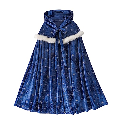 FOYTOKI 1stk Poncho Mit Pelzkragen Für Kinder Kinderzubehör Umhang Süßer Umhang Modischer Umhang Cosplay-umhang Für Kinder Mantel Mit Pelzkragen Kinder Umhang Blue Samt von FOYTOKI