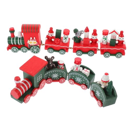 FOYTOKI 2 Sätze Weihnachtszug Mini-Spielzeug Eisenbahn Spielzeug Mini-züge Miniaturzug Weihnachtsfeier Züge Für Kinder Weihnachtsbaumzug Desktop-Zug-dekor Weihnachtszüge Colorful Holz von FOYTOKI