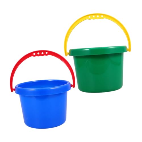 FOYTOKI Spiele Strand Strandspielzeug Baby Strand Sand Eimer Set Mit Tragegriff Tragbarer Wasser Eimer Für Perfekt Für Sandspielzeug Und Strandaktivitäten 1 Grüner Und 1 Blauer Eimer von FOYTOKI