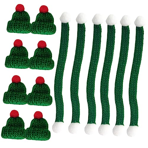 FOYTOKI 20 Stück Weihnachtsschal Mütze Gestrickte Weihnachts Mini Mütze Mini Weihnachts Strickmütze Weihnachts Mini Strickmütze Mini Schal Mini Weihnachtsmütze Gestrickte Mini Mütze Mini von FOYTOKI