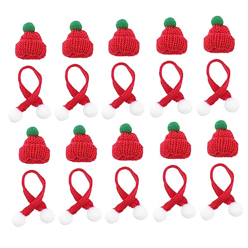 FOYTOKI 20 Stück Weihnachtsschal Mütze Mini Schal Mini DIY Weihnachtsmütze Weihnachts Mini Mütze Schal DIY Mini Mütze Weihnachtszubehör Weihnachts Mini Strickmütze Mini von FOYTOKI