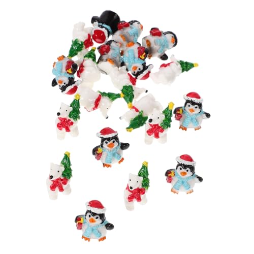 FOYTOKI 20st Weihnachtsmikro-szenen-verzierung Weihnachtsfigur Weihnachtliche Mikrolandschaftsverzierung Weihnachtsdorf Zubehör Weihnachtsbäume Mini-Weihnachtsbaum Mini Bärenfigur Harz von FOYTOKI