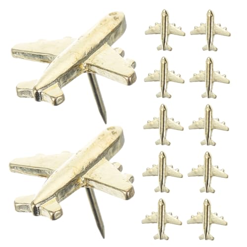 FOYTOKI 24 Stück Metall Flugzeug Reißzwecken Pinnwände Kleidungsnadeln Kleidungsnadeln Korktafeln Stoffmarkierungsnadeln Reißzwecken Für Korktafeln Push Pins Weltkarte Push Pin von FOYTOKI