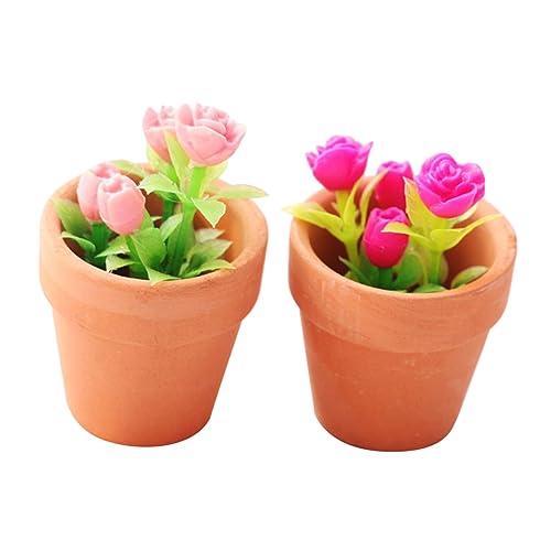 FOYTOKI 2St Grüne Topfpflanzen Mikrolandschaftsblume Mini-künstliche Pflanzen Puppenhausmöbel Miniatur Kinder bastelset Spielzeug für Kinder Toy Zubehör für Puppenhäuser Blumenmodell PVC von FOYTOKI