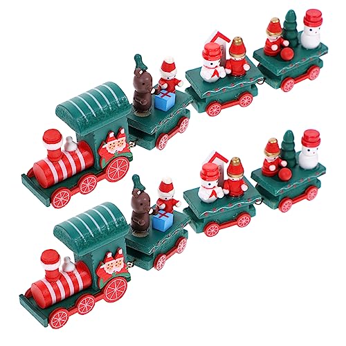 FOYTOKI 2St Weihnachtszug Spielzeug trainieren Zugspielzeug für Kinder Weihnachtsspielzeug holzeisenbahn für Kinder weihnachtsbahn Cartoon-Zug-Spielzeug Kinder trainieren Spielzeug hölzern von FOYTOKI