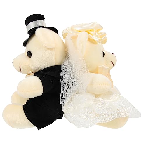 FOYTOKI 2st Hochzeitsbärenpuppe Kleine Bären Spielzeug Gefüllte Plüschbären Kleines Kuscheltier Puppenfigur Plüschpuppe Hochzeitsbärenfiguren Kleine Bärenpuppe Weiß Pp Baumwolle von FOYTOKI