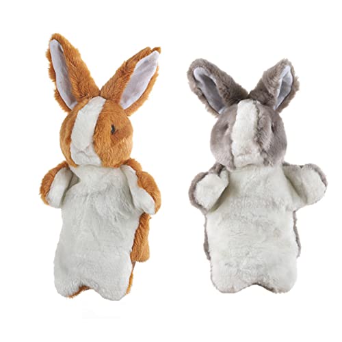 FOYTOKI 2st Plüsch Hase Handpuppe Handkaninchenpuppen Marionette Interaktives Spielzeug Hasen-handpuppen Tierspielzeug Hase Handpuppe Spielzeug Tierische Fingerpuppen Brown Kurzer Plüsch von FOYTOKI