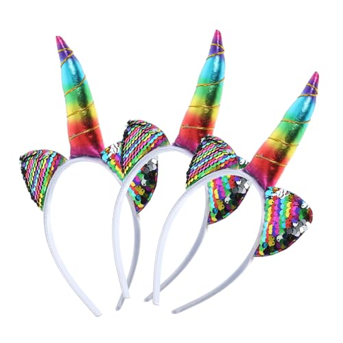 FOYTOKI 3 Stück Einhorn Stirnband Party Stirnband Einhorn Haarband Party Haarreifen Einhorn Cosplay Stirnband Cosplay Stirnbänder Kreative Haarreifen Horn Kopfschmuck Katzenohren von FOYTOKI