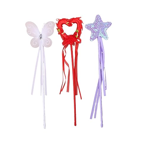 FOYTOKI 3 Stücke Mädchen Pentagramm Herz Design Engel Fee Sticks für Geburtstag Party Cosplay Prinzessin Zauberstäbe Pentagramm Herz Weiß Schmetterling von FOYTOKI