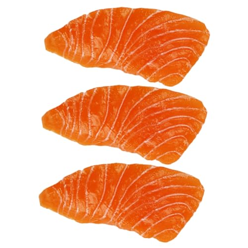 FOYTOKI 3St Simulation Lachs simuliertes Lachsdekor naturgetreue Lachsscheiben hochzeitsdekoration schaukästen ziernieten Essensmodelle vorgeben Restaurant gefälschtes Essen PVC Orange von FOYTOKI