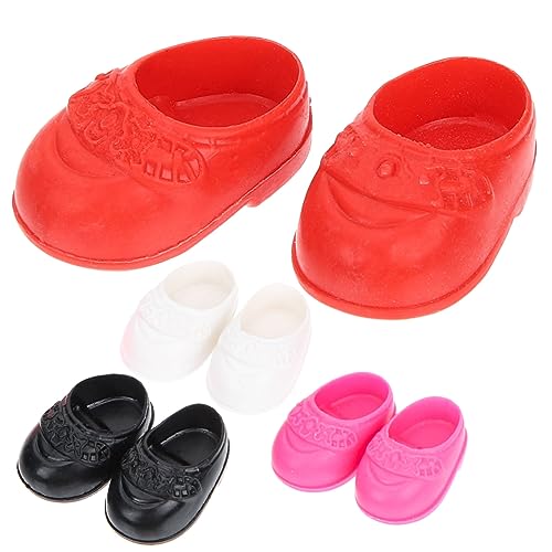 FOYTOKI 4 Paar Flache Schuhe Mini Schuhe Dekor Miniatur Schuhe Puppenhaus Miniatur Zubehör Fingerschuhe Mini Schuhe Spielzeug Puppen Spielzeugherstellung Zubehör Spielset von FOYTOKI