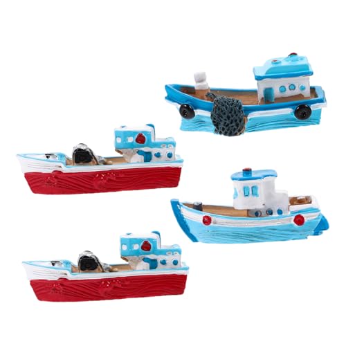 FOYTOKI Realistische Harz Boot Ornament Set 4 Stücke Wohnkultur Nautischen Boot Modelle Leichte von FOYTOKI