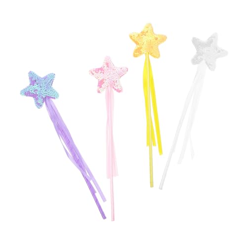 FOYTOKI 4 Stück Zauberstab Fairy Wand Kinder b Toys laufstall Spielzeug Fasching Accessoires Sternenstäbe mit Pailletten Zauberstäbe der Engelsfee Pailletten-Fee-Sticks Stoff von FOYTOKI