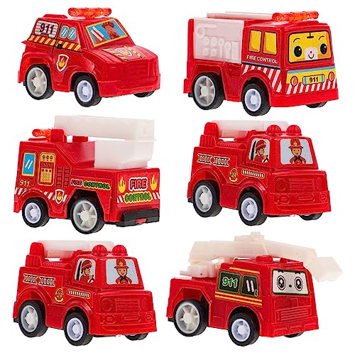 FOYTOKI 6 Stück Baufahrzeug Spielzeug Lkws Mini Push and Go Feuerwehrautos Pädagogisches Lernspielzeug Für Kinder Ab 3 Jahren Ideales Für Jungen Und Mädchen von FOYTOKI