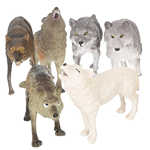 FOYTOKI 7 Teiliges Winter Wolfsrudel Modell Kinderspielspielzeug Miniaturspielzeug Wildes Spielzeug Für Kinder Polarwolf Sammlerfigur Kinderspielzeug Kinderspielset von FOYTOKI