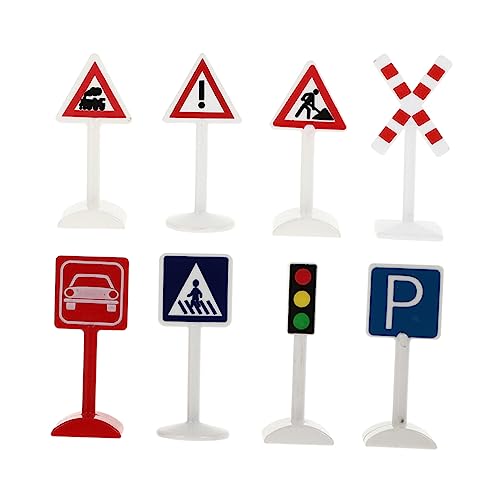 FOYTOKI 8st Verkehrszeichen-Ornamente Mini-straßenschild Verkehrszeichen Aus Spielzeug Miniband Mini-Spielzeug Straßenschilder Lernspielzeug Spielzeug-stoppschilder Colorful Plastik von FOYTOKI