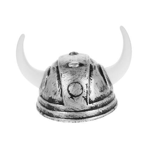 FOYTOKI Anziehhut Wikingerkostüme Wikinger Schild Wikinger-Krieger-Helm Mittelalterlicher Wikingerhelm Hut mit Horn dekorative Karnevalshüte Festivalhut Tanzpartyhüte Plastik Silver von FOYTOKI