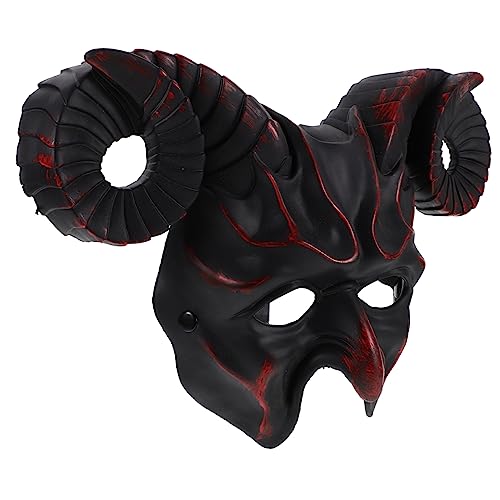 FOYTOKI Cosplay-maske Dinosaurier Gruselige Halloween-maske Realistische Tiermasken Masken-cosplay Tiermaske Halloween Hörner Halbe Schädelmaske Neuartige Maske Gehörnte Maske Rot Plastik von FOYTOKI