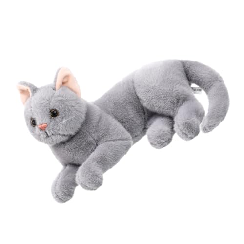 FOYTOKI Plüschtierkatze Kuschelige Katzenplüschfigur Adorable Große Graue Katzendekoration Weiches Üschtier Für Und Perfektes Und Wohnaccessoire Für Katzenliebhaber Plüschtier von FOYTOKI