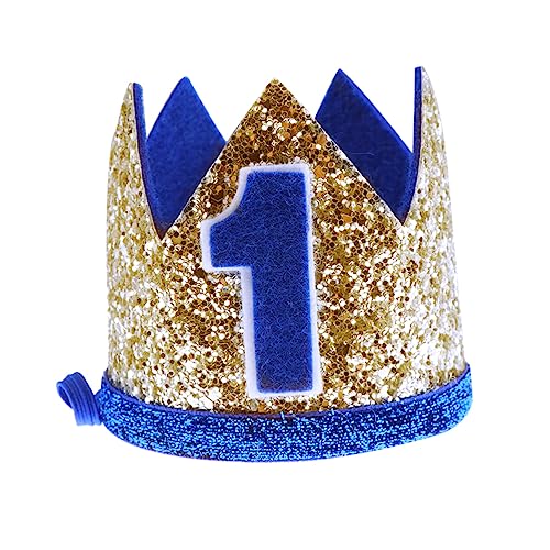 FOYTOKI Erster Geburtstag Krone Für Geburtstags Haarband Mit Blauer Nummer 1 Glänzende Tiara Für ädchen Party Zubehör Für Den Ersten Geburtstag von FOYTOKI