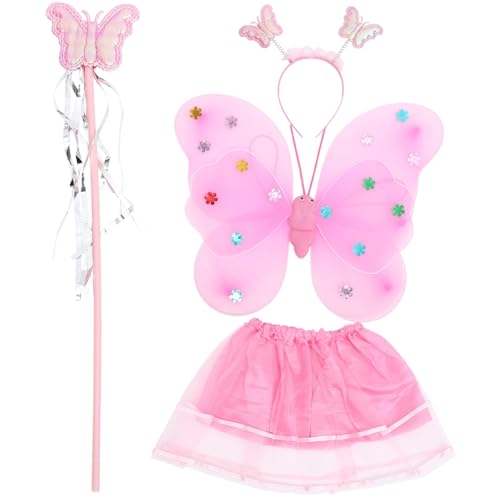 FOYTOKI Feen kostüm Mädchen Schmetterlingsflügel Stirnband Zauberstab Rock Cosplay Party Bühnenauftritt Karneval Halloween Rosa FOYTOKI Feen kostüm Mädchen Schmetterlingsflügel Stirnband Zauberstab Rock Cosplay Party Bühnenauftritt Karneval Halloween Rosa von FOYTOKI