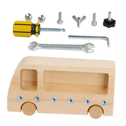 FOYTOKI Holzautospielzeug Set Mit Spannschrauben Pädagogisches Für Babys Und Kleinkinder 3 1 Spielzeuglenkrad Für Kinderwagen Und Knisterndes Erlebnis Ideal Für Die Frühe von FOYTOKI