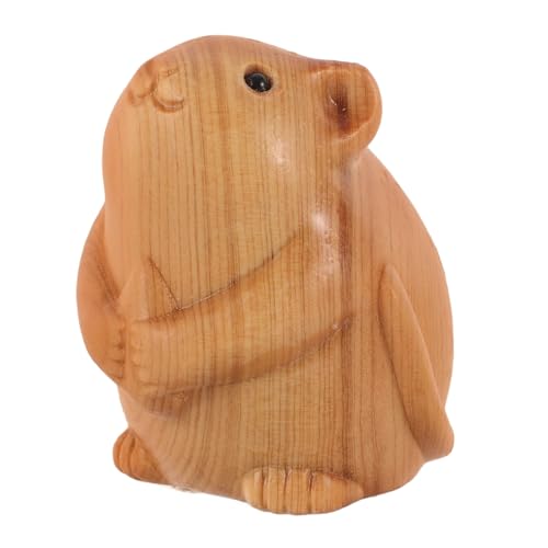 FOYTOKI Handgefertigte Holzschnitzerei Tierstatue Hamsterskulptur Für Den Schreibtisch Dekorativ von FOYTOKI