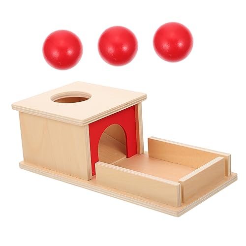 FOYTOKI Montessori Holzspielzeug Für Lernspielzeug Mit Zielbox Und 3 Bunten Bällen Frühkindliche Der Hand Augen Koordination Pädagogisches Für Kleinkinder 1 Set von FOYTOKI