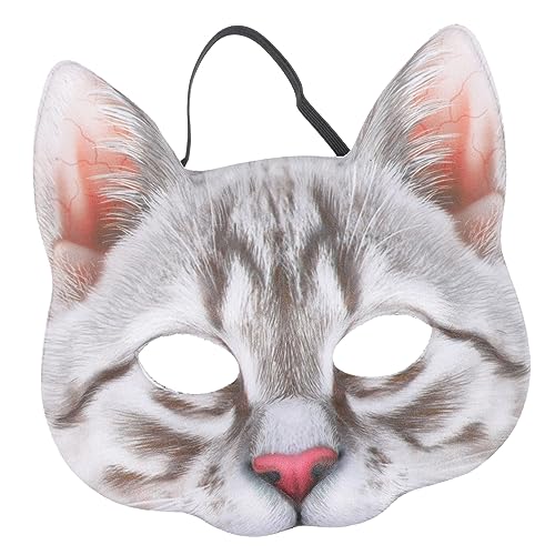 FOYTOKI Katzenmaske Maskerade Cosplay-maske Tierische Halbgesichtsmaske Katzenfrauenmaske Katzenpartybevorzugungsmasken Halloween-masken Realistische Kätzchenmaske Kostümmasken Stoff von FOYTOKI