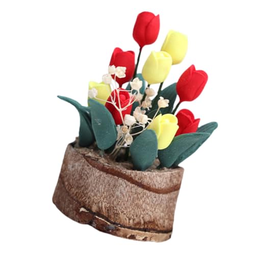 FOYTOKI Miniatur Blumen Bonsai Dekoration Für Puppenhäuser Realistische Tulpenblumen Im Mini Format Ideales Bastelset Für Kreative Puppenmöbel Und Gartenmöbel Enthusiasten von FOYTOKI