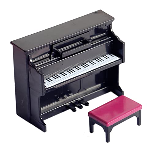 FOYTOKI Miniatur Klavier Set Mit Hocker Puppenhaus öbel Modell Kleine Klavier Dekoration Musikinstrument Ornament Für Mikro Landschaft Und Wohnkultur von FOYTOKI