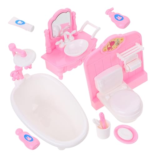 FOYTOKI Miniatur Puppenhausmöbel Set Für Badezimmer Inkl Badewanne Und Toilette Realistisches Szenenlayout Ideale Einrichtung Für Puppenstuben Und Spielzeughäuser von FOYTOKI