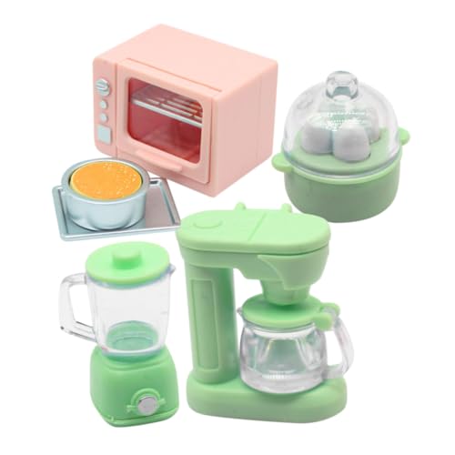 FOYTOKI 4 Teiliges Miniatur Küchenmodell Für Puppenhäuser Mini Ofen Mini Kaffeemaschine Mini Entsafter Mini Eierkocher Perfekte Puppenhaus Zubehör Für Kreative Spielwelten von FOYTOKI