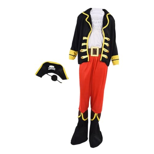 FOYTOKI Halloween Jungen und Mädchen Piratenkostüm Set Kind Piratenbekleidung Cosplay Zubehör Größe XL von FOYTOKI