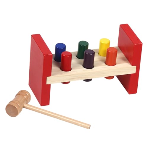 FOYTOKI Interaktives Retro-Spielzeug Kleinkinderspielzeug Holz-Schlagspielzeug-Set pädagogisches Hammer-Früherlernspiel für Jungen und Mädchen Farbe: Rot von FOYTOKI