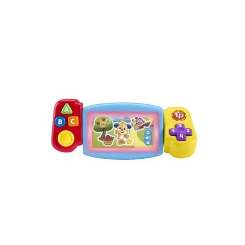 Fisher-Price Lernspaß Spielkonsole - Kinderspielzeug mit Lichtern, Geräuschen und Lernliedern, Spielzeug für Feinmotorik, Zahlen, Farben und Formen lernen, Version: Französisch, HNL50 von Fisher-Price