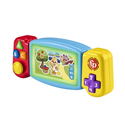 Fisher-Price Lernspaß Spielkonsole - Kinderspielzeug mit Lichtern, Geräuschen und Lernliedern, Spielzeug für Feinmotorik, Zahlen, Version: Englisch; Italienisch; Portugiesisch; Spanisch, HNL52 von Fisher-Price