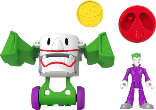 Fisher-Price Imaginext HGX92 - DC Super Friends Head Shifters Joker-Figur und verwandelbares Jokermobil-Fahrzeug für Rollenspiele, Spielzeug für Kinder ab 3 Jahren von Fisher-Price