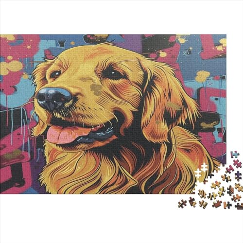 Golden Retriever Puzzlespiel 1000 Teile Jigsaw Puzzle 1000 Puzzle FüR Erwachsene Kinder Senioren Erwachsenen Puzzlespiel Puzzel 1000pcs (75x50cm) von FQBZKALIE