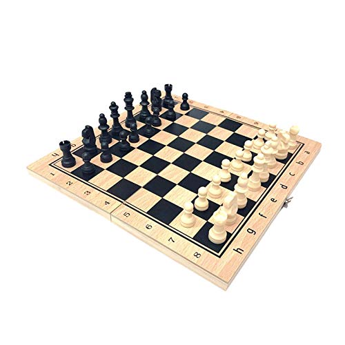 FQCXCKJ Internationales Schachbrett-Set, magnetisch, 3-in-1-Schachbrett aus Holz für unterwegs, faltbar, handgefertigte Schachfiguren, Unterhaltungsspielzeug, 34 x 34 von FQCXCKJ