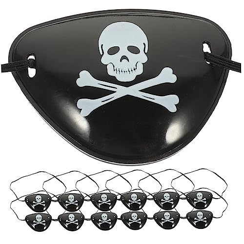 FRCOLOR 1 Satz Augenmaske Einzelne Augenklappe Halloween Piraten-cosplay-requisiten. Party-augenklappe Piratenkostüm-auge Maskerade-schädel-augenklappe Plastik Black 12st von FRCOLOR