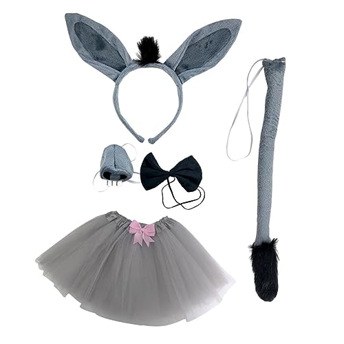 FRCOLOR 1 Satz Esel-Stirnband-Set Hirschschwanzkostüm Zubehör Cosplay-Outfits Sensenmann Maskerade-Stirnband karneval tierkostüm exquisite Tier-Requisiten-Ornamente Grat Tuch Grey von FRCOLOR