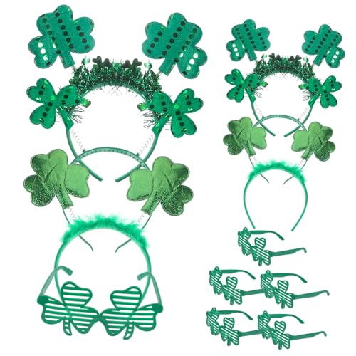 FRCOLOR 1 Satz Irisches Stirnband St Patrick Kostüm Dekorationen klare Gläser Kleeblatt Stirnbänder Masse Patricks st. Patrick's Day Partybrille Urlaubsbrillen Requisiten Plastik Green von FRCOLOR