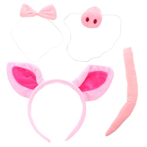 FRCOLOR 1 Set Schweinenase Stirnband Halloween Stirnband Rosa Stirnband 4Er Set Halloween Cosplay Zubehör Schleifenmasken Hautpflege Stirnband Schweinenase Und von FRCOLOR