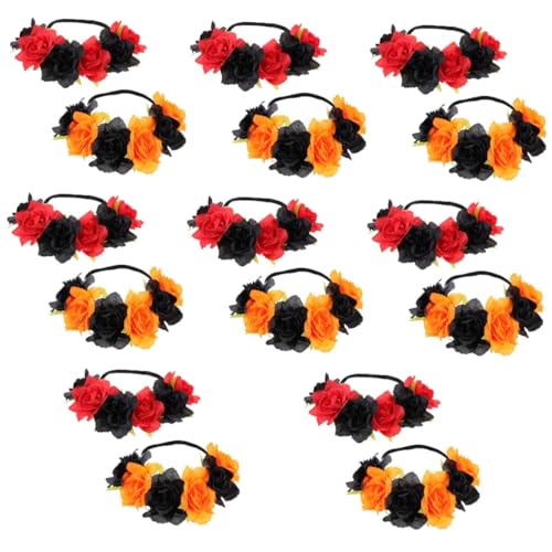 FRCOLOR 16 Stück Party Girlande Kopfschmuck Halloween Dekoration Blumenmädchen Haarreifen Haarkranz Für Halloween Haar Accessoires Party Stirnband Party Haarband Elastische von FRCOLOR