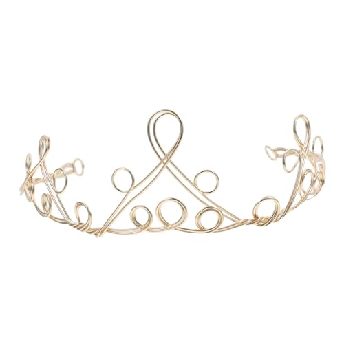 FRCOLOR 1Stk Aufzugskrone Tiaras Zubehör Kopfbedeckungen juwelenbesetzt Stirnbänder Haarband Haarschmuck für Damen Hair Toppers for Women perlen Haarschmuck handgefertigte Krone Golden von FRCOLOR