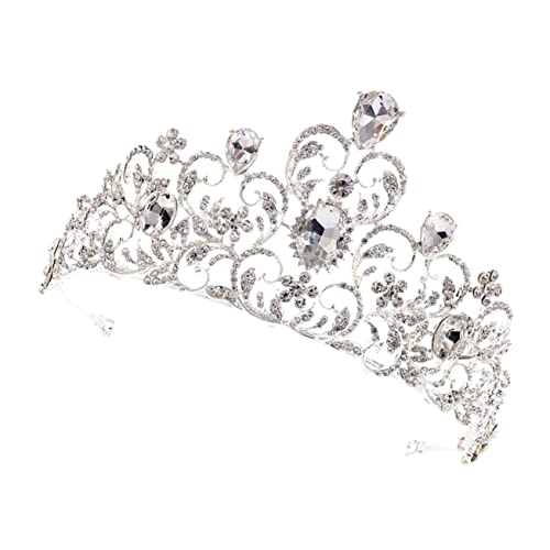 FRCOLOR 1stk Strass-Krone Bräute Schmuck Tiara Abschlussballhaare Frauen Rosa Stirnband Juwelenbesetzte Stirnbänder Für Damen Strass Stirnband Damen Breite Stirnbänder Für Damen Braut Weiß von FRCOLOR